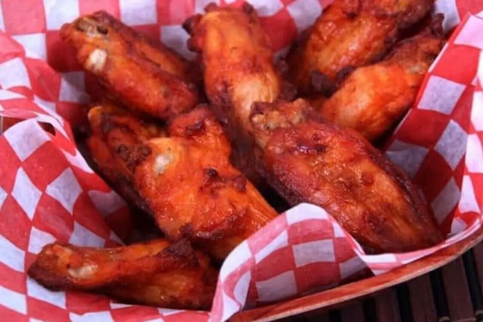 Award winning oven baked wings at Luna Pier Beach Cafe