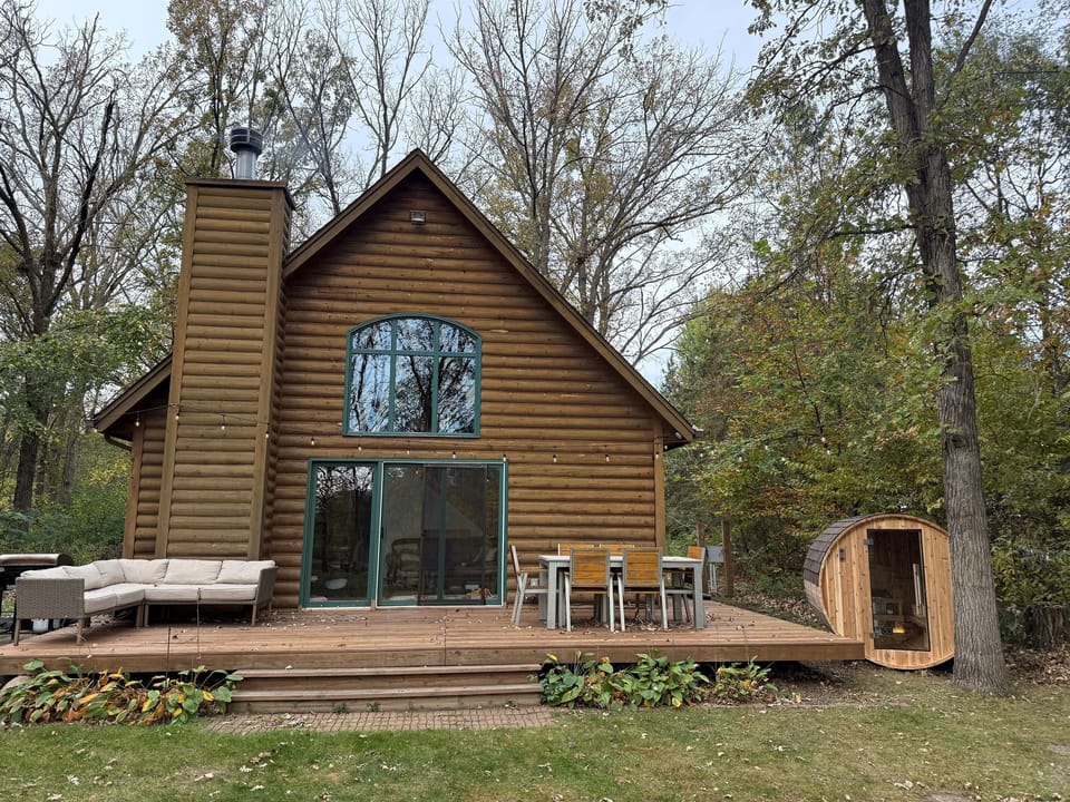 Backyard barrel sauna