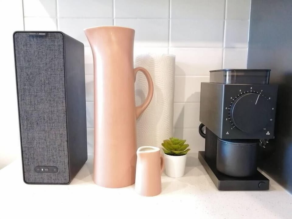 Connect to the Sonos speaker while making your morning coffee. 