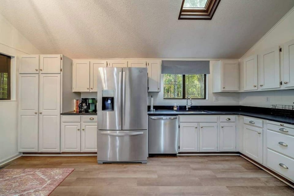 Fully stocked kitchen! Please note refrigerator was recently replaced and new one does not have an ice maker. Please plan accordingly. Thank you!