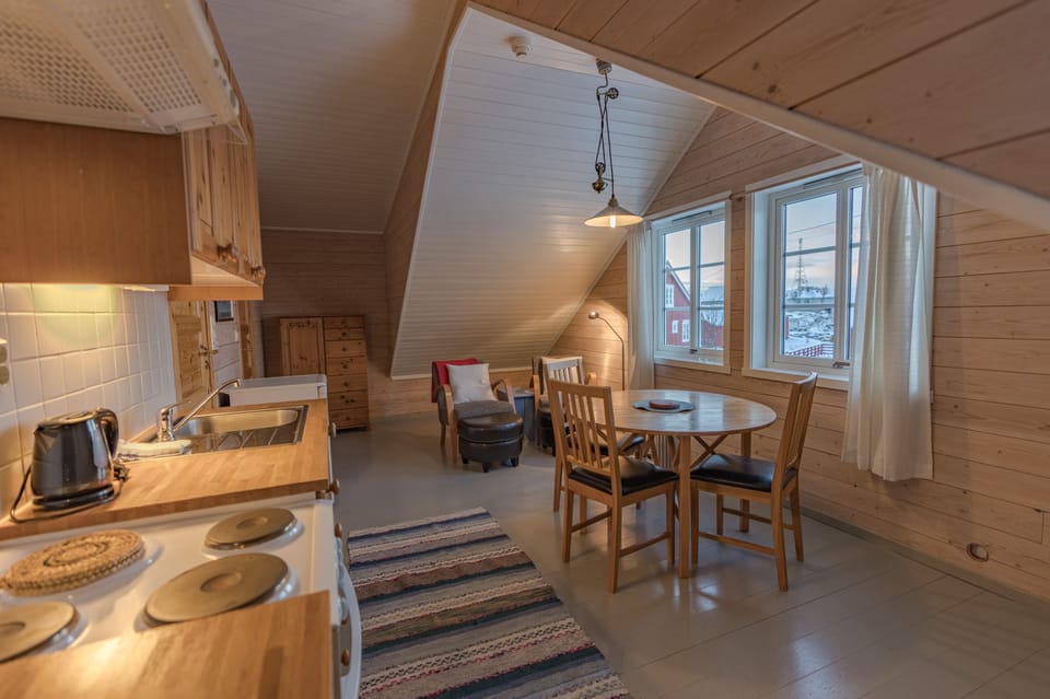 1-Bedroom Rorbu Cabin | Private kitchen | Fridge, stovetop, coffee/tea maker, electric kettle