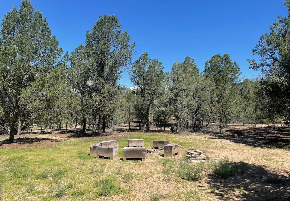 Near the Stick Casita is a great in-ground fire pit. The well spigot is close.