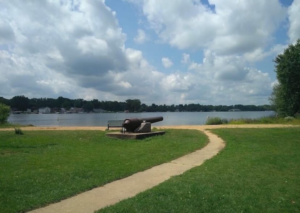 The beach at Red Wolfe public park. Five min drive.