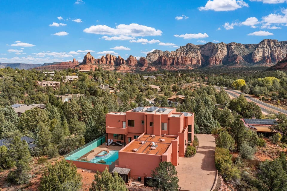 Nestled against breathtaking mountain backdrops
