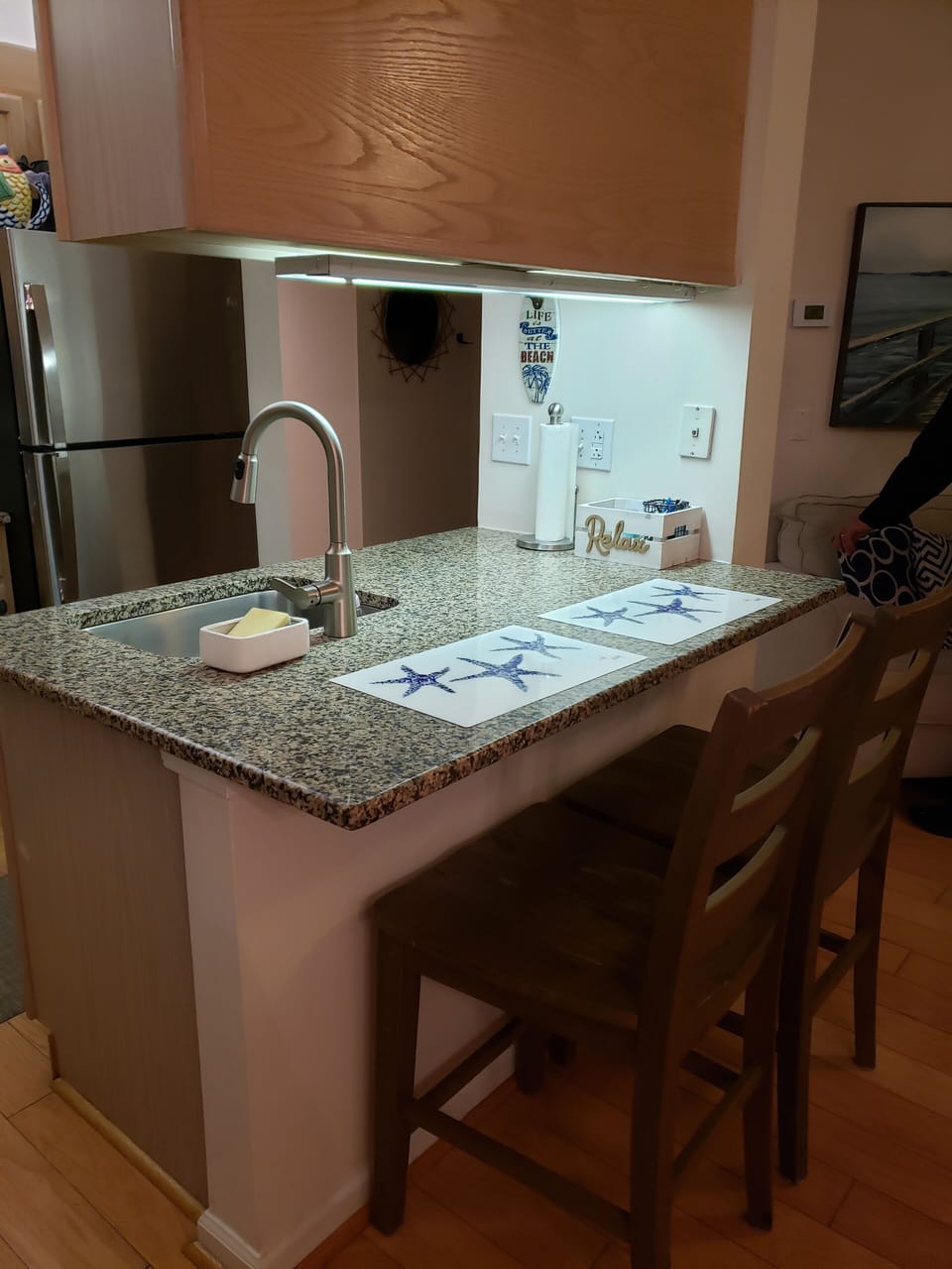 Island seating for 2 plus dining room table for 6
