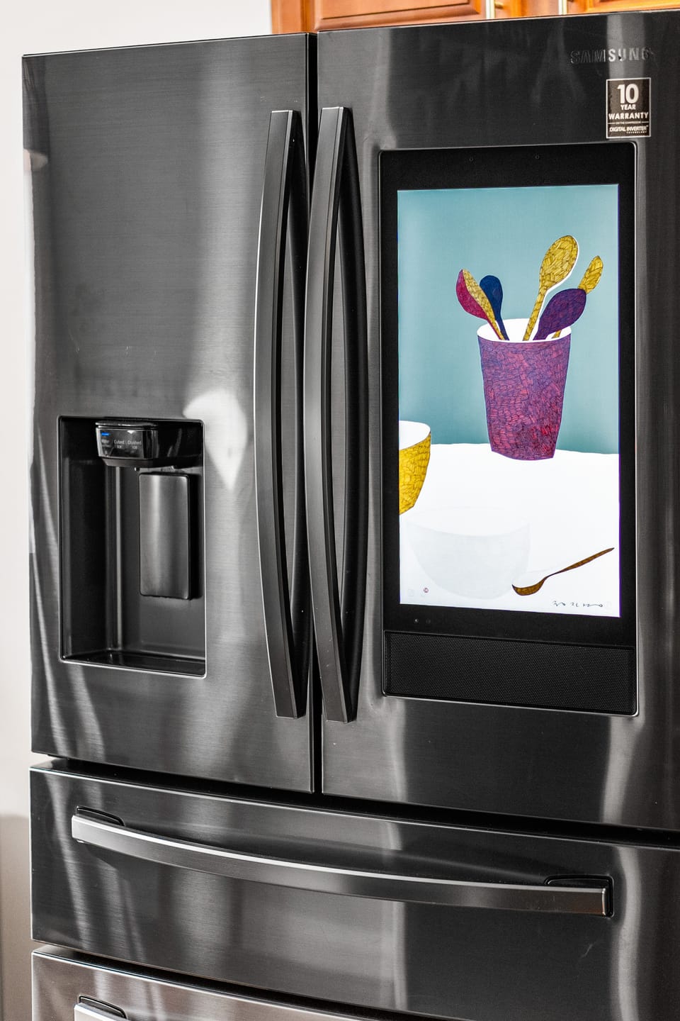 Smart refrigerator with Alexa capabilities.