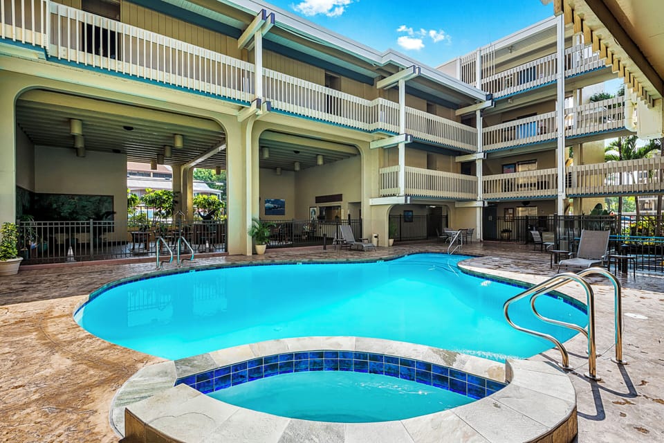 Relax in the pool and spa