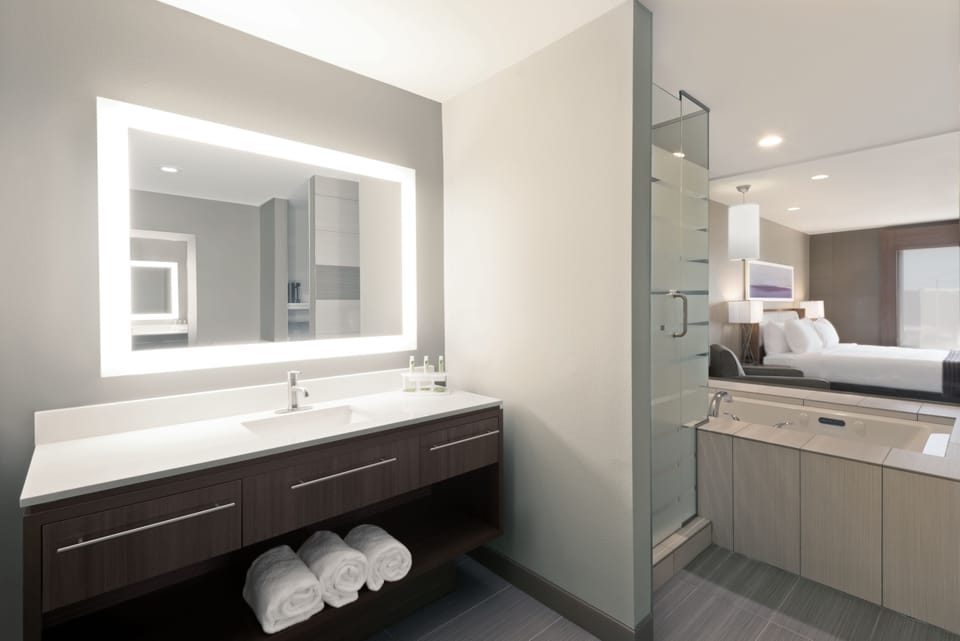 Standard Room, 1 King Bed, Jetted Tub (Walk-In Shower) | Desk, blackout drapes, iron/ironing board, free WiFi