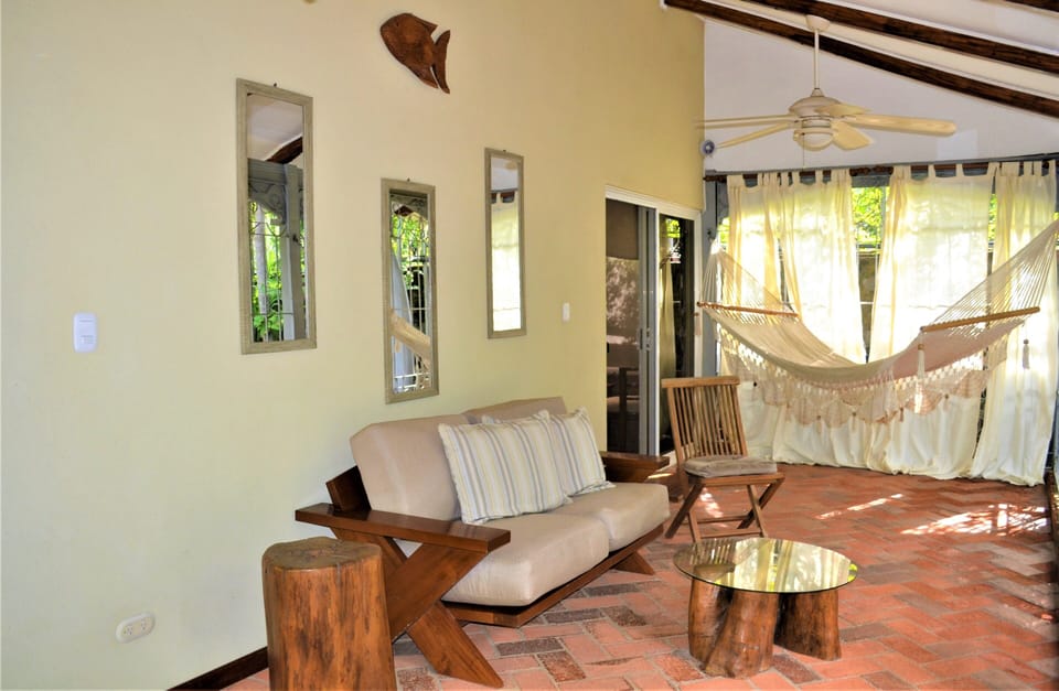 Outdoor space offers relaxing seating area