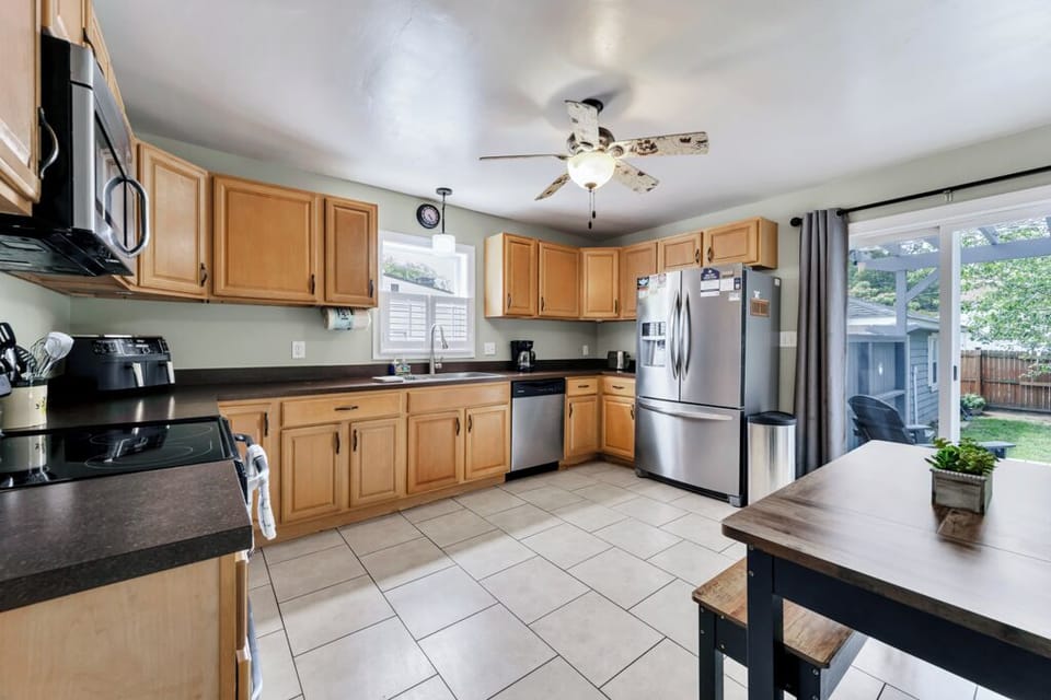 Prepare family meals in the fully stocked kitchen