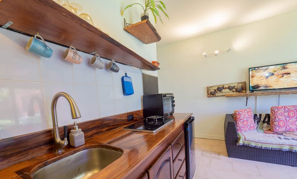 Superior Apartment | Private kitchen | Full-size fridge, stovetop, toaster oven, cookware/dishes/utensils