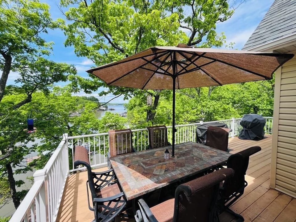 View from our upper deck overlooking the beautiful lake!