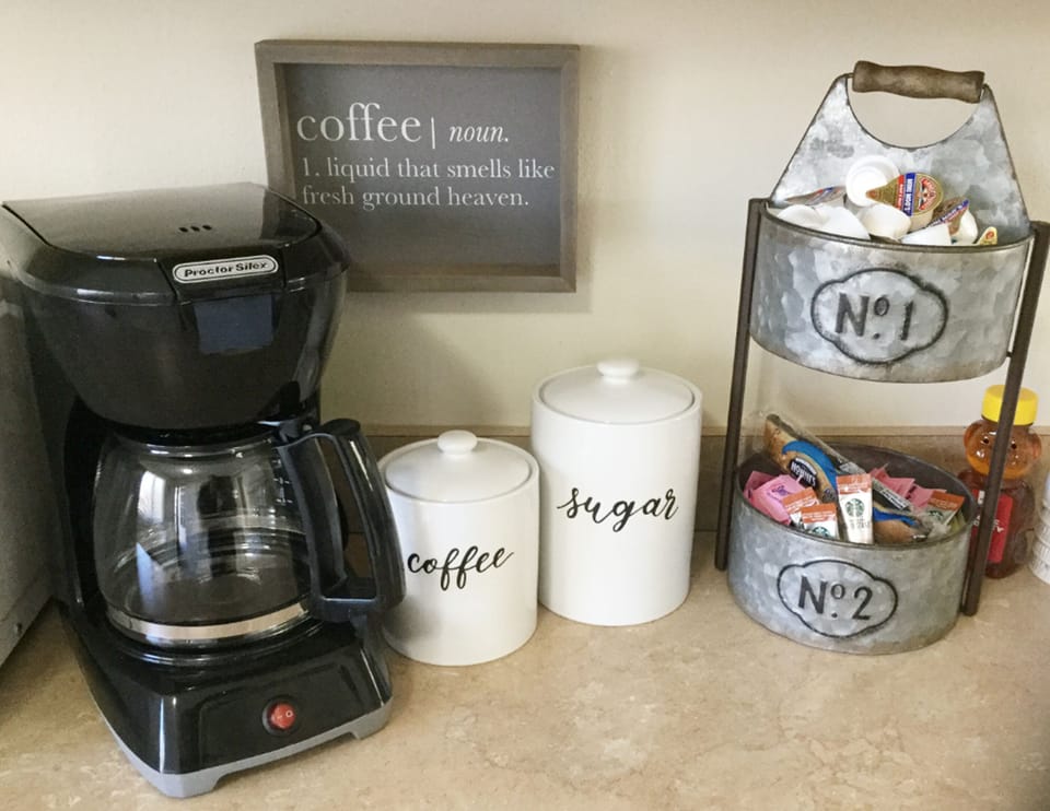 Coffee and condiments are provided on the house!