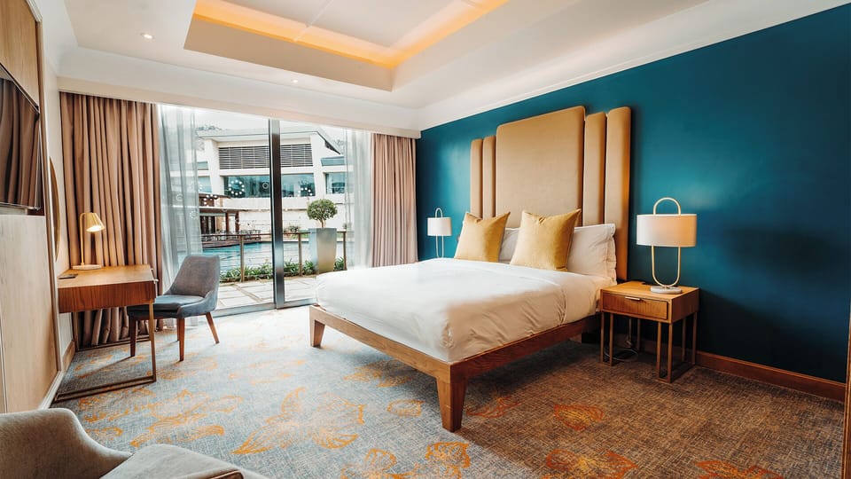 Down comforters, memory foam beds, in-room safe, desk