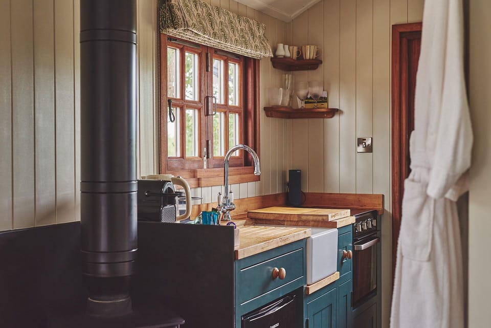 The kitchen at The Hangout Hut, Worcestershire
