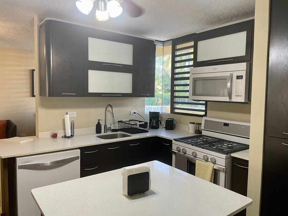 Perfect size kitchen equipped with all your needs for a home cooked meal