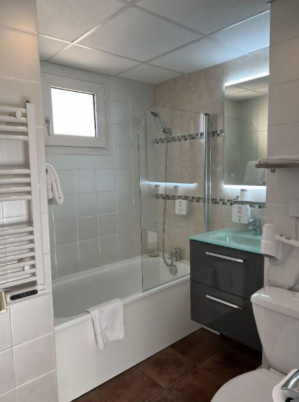 Get ready for your day in the bathroom.