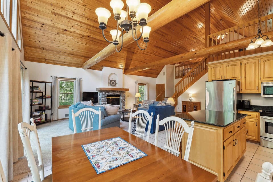 Large open kitchen with tons of seating!