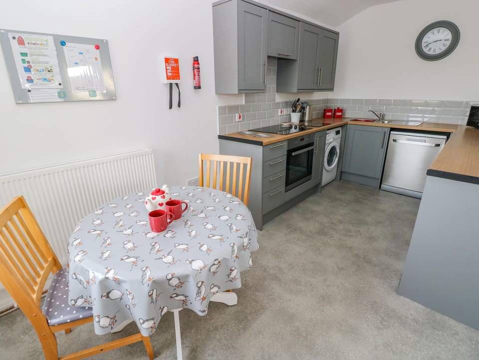 Fridge, dishwasher, electric kettle, toaster