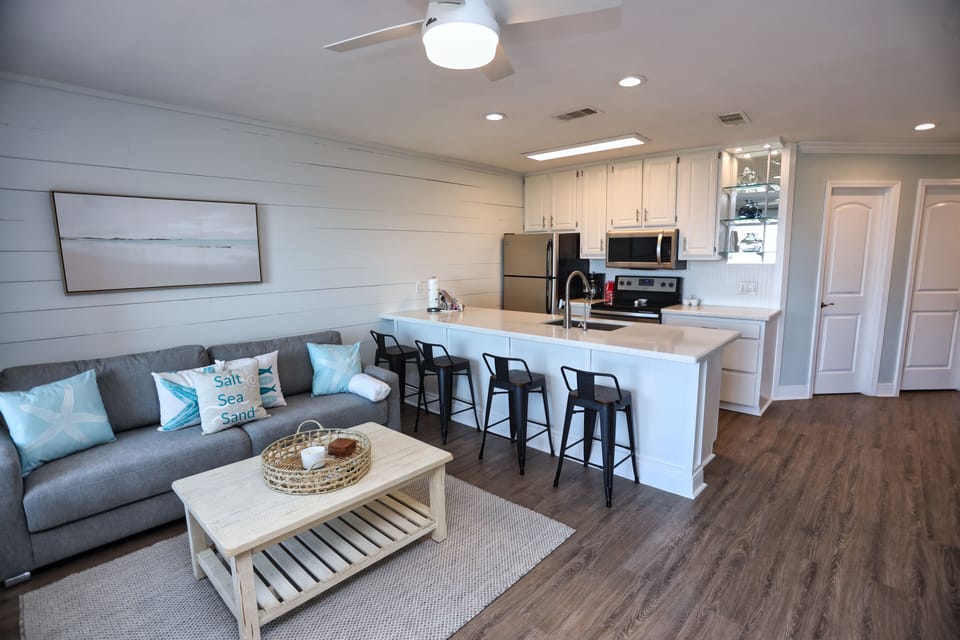 Spacious living area with King size sleeper sofa