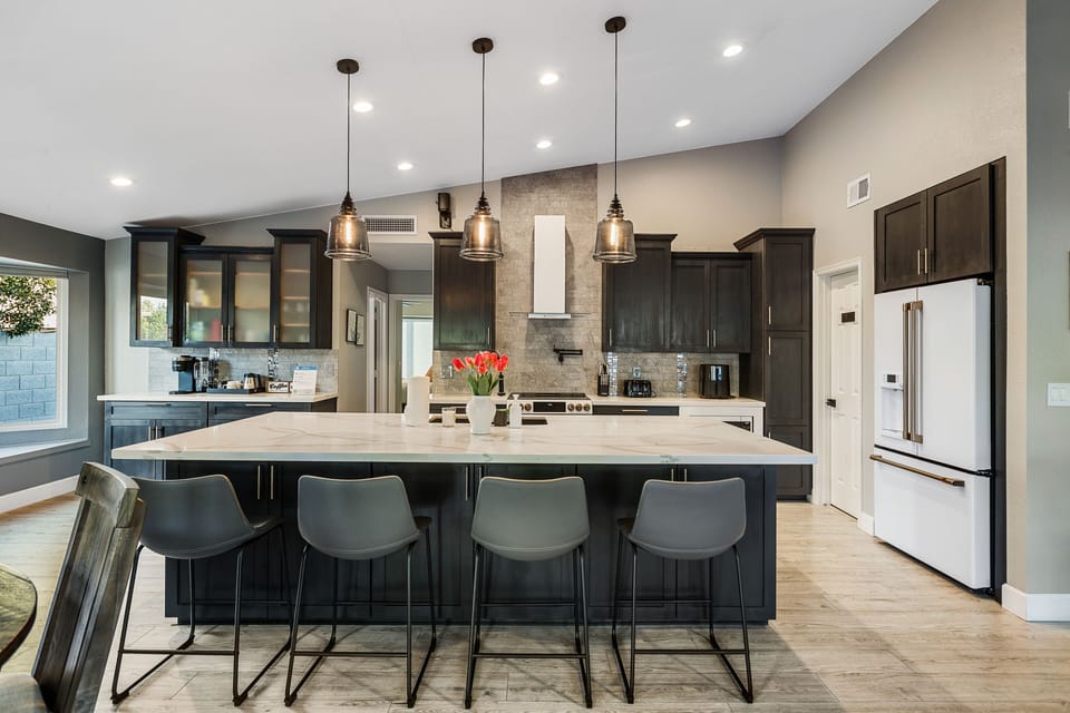 Open Kitchen with seating at the bar