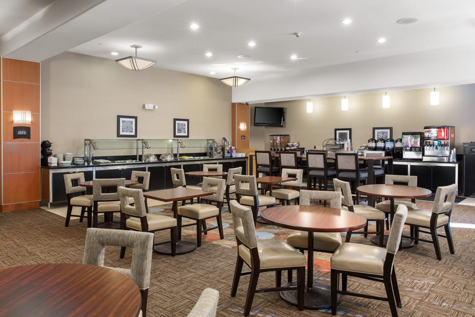 Curb your appetite by eating at the on-site restaurant.