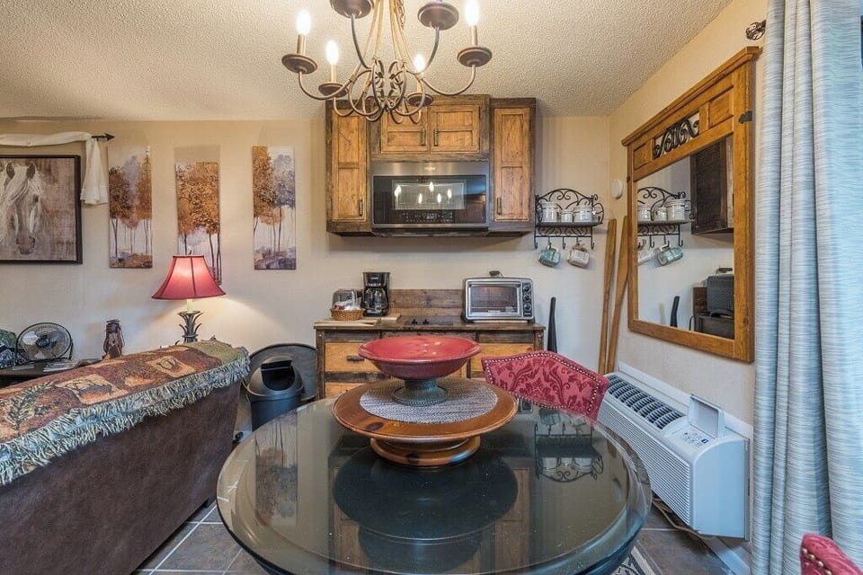 equipped with a microwave, toaster oven, and coffee maker!