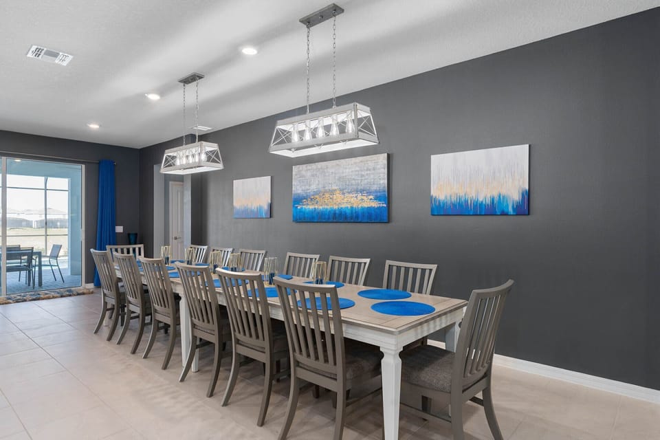Dining table sits 14