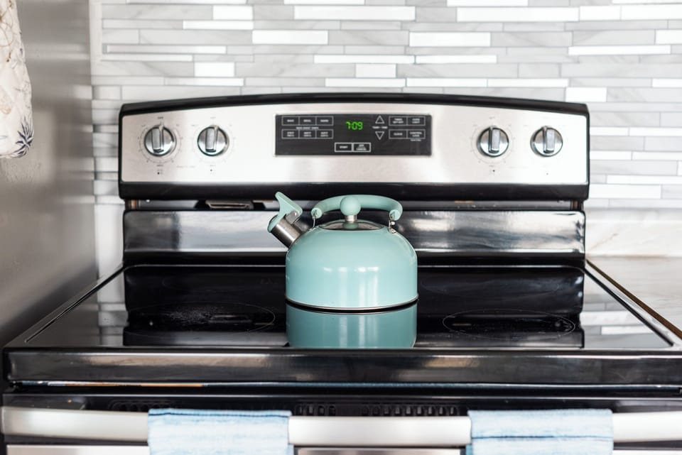 Stove top and kettle for morning tea