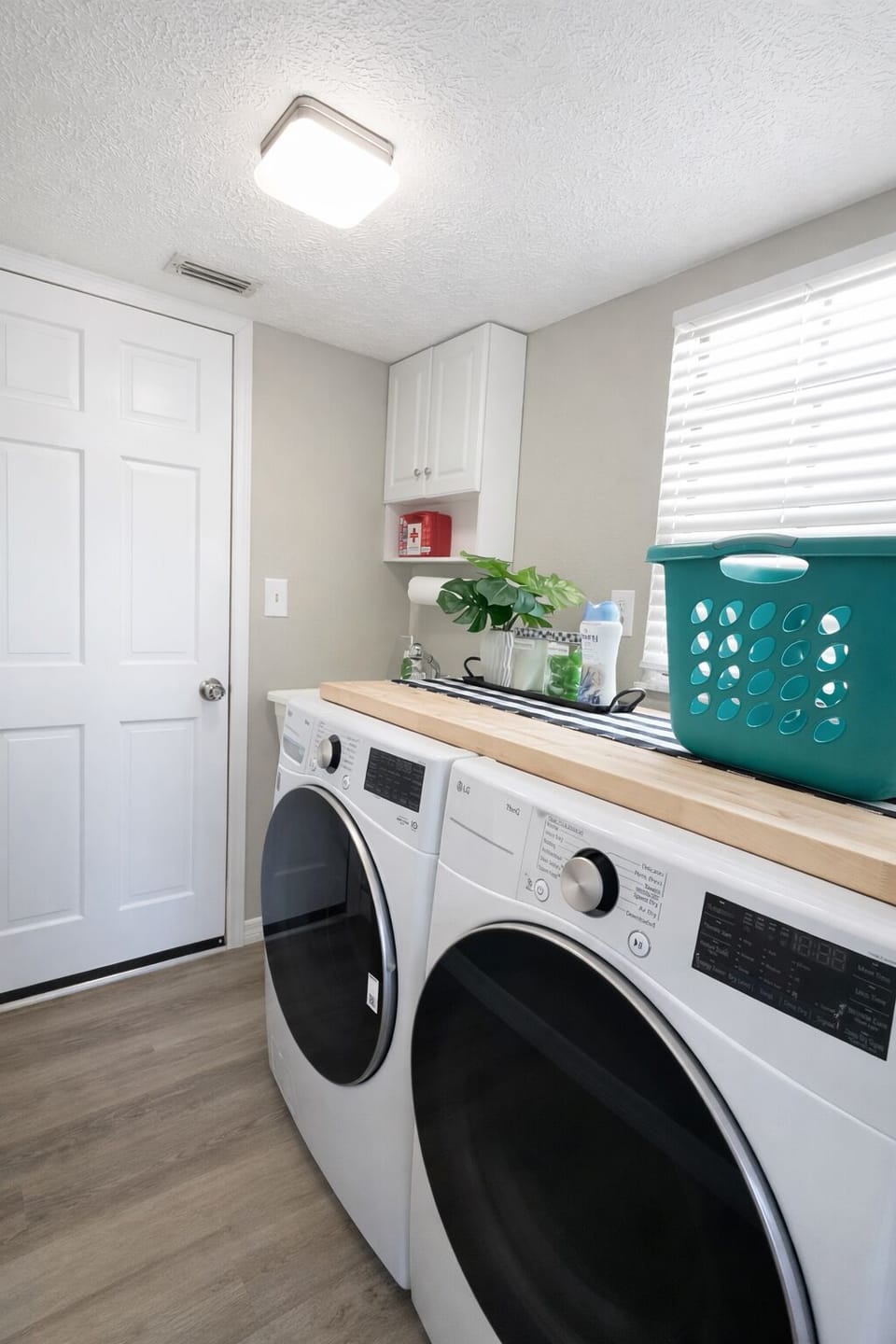 Full-size washer and dryer available