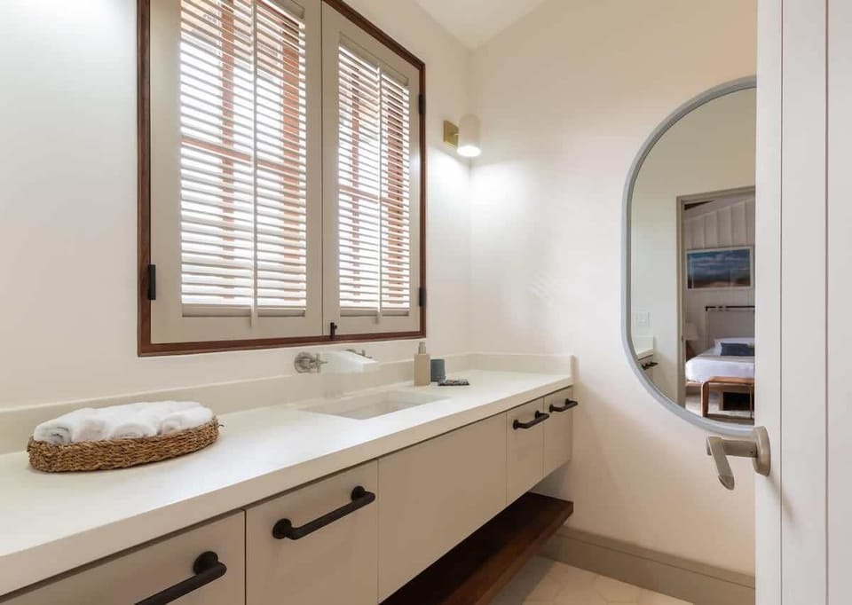 Master bathroom with walking shower