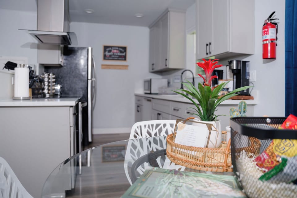 view of kitchen from dining area