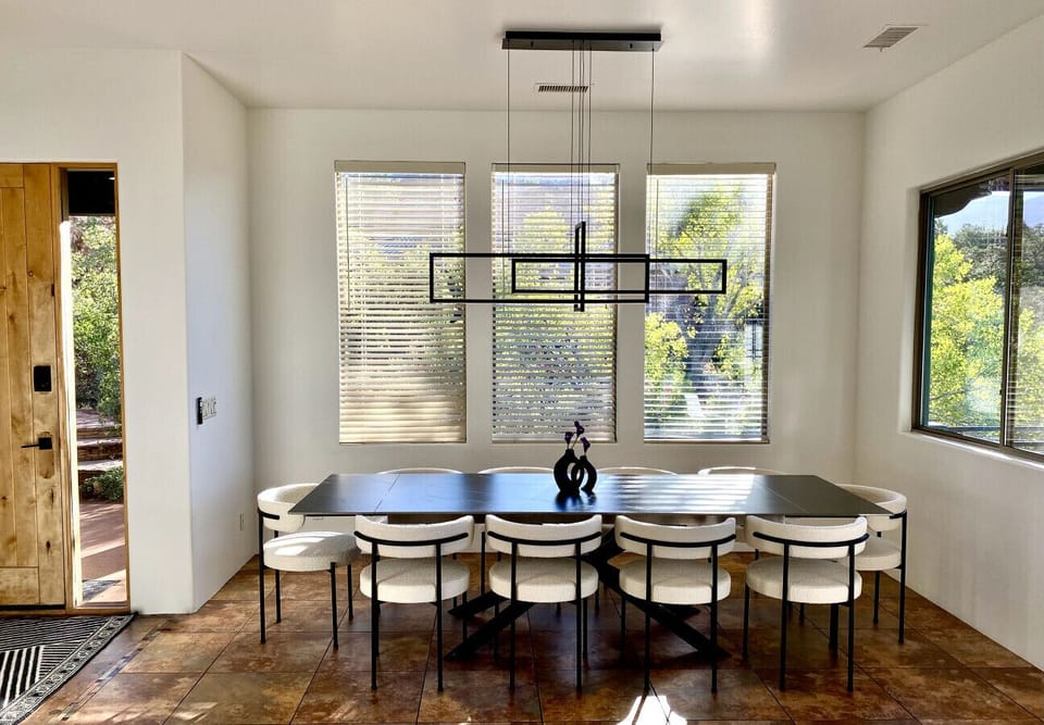 Elegant dining by day or night, with space to host every guest comfortably