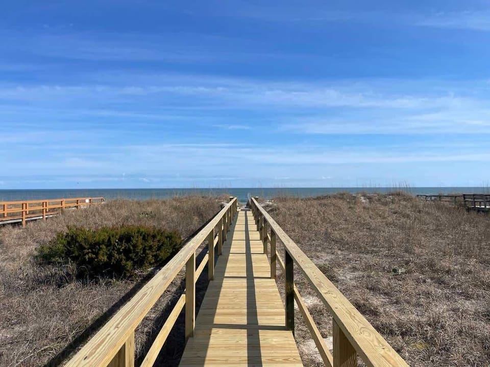 New private beach boardwalk