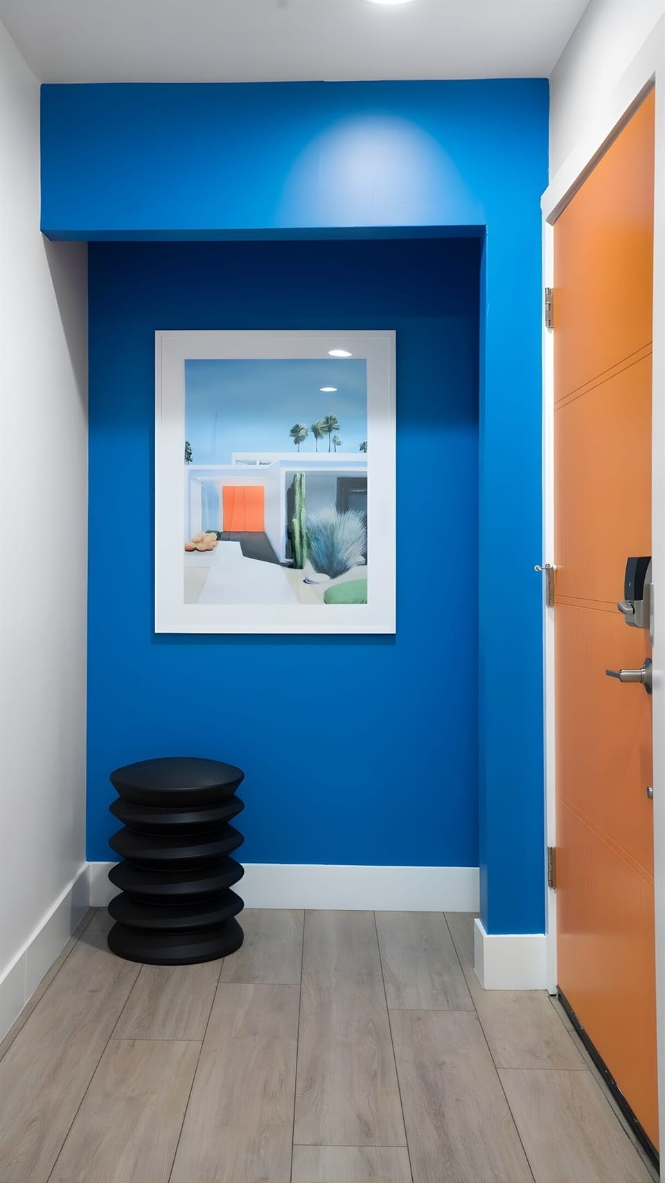 Newly remodeled and modern with fun pops of color (including the front door!)