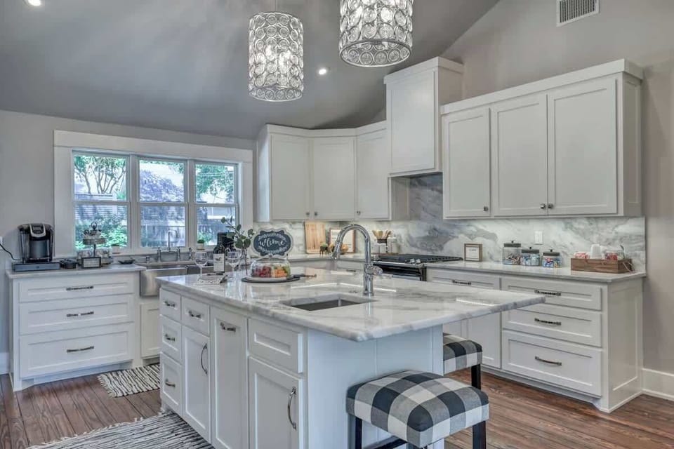 Large center island in the gorgeous kitchen
