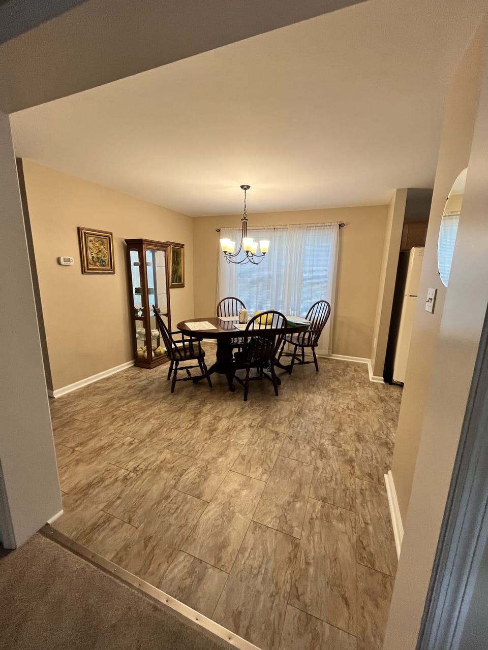 Looking at the dining room from the living room 