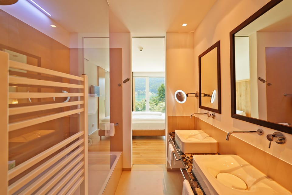 Panoramic Suite, 2 Bedrooms, Balcony, Lake View | Bathroom | Free toiletries, hair dryer, bathrobes, towels