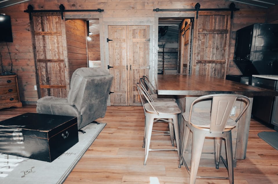 View from entrance. Master bedroom left of the hall and guest on the right.
