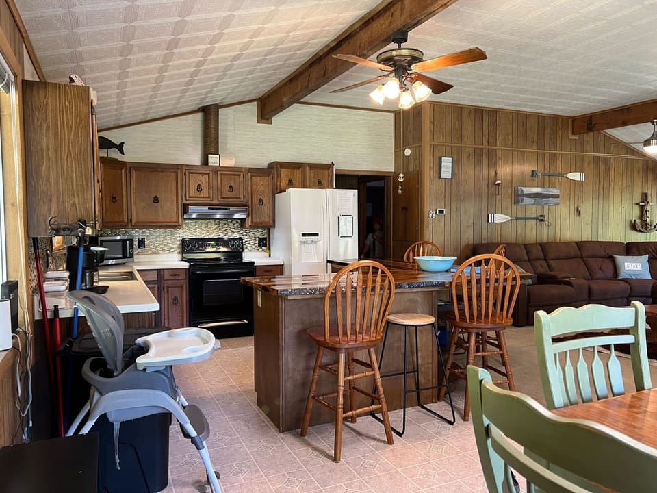 Upstairs kitchen & living room.