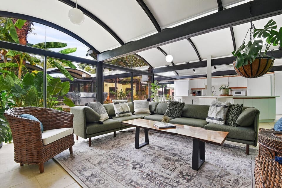 Relax on the oversized sectional with a cocktail or cup of coffee.