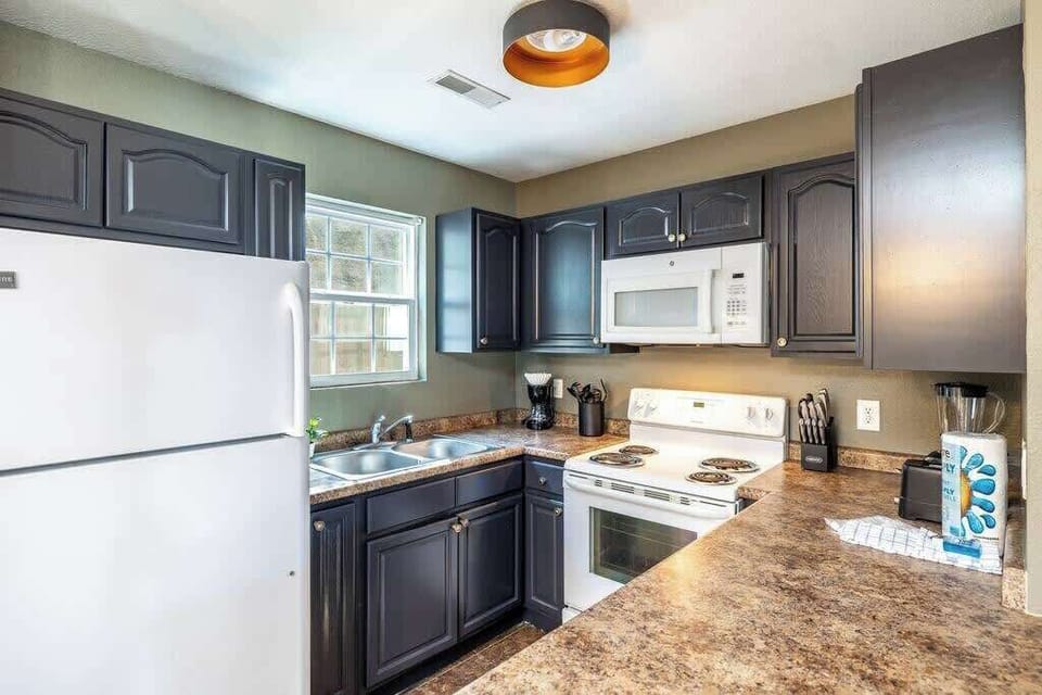 Our appliances are all modern including the fridge, oven, range top, microwaves, dishwasher, coffee makers, toasters and more!