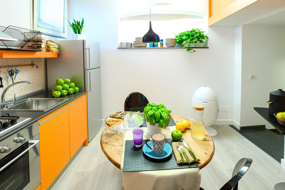 Luxury Apartment | Private kitchen | Full-size fridge, microwave, oven, stovetop