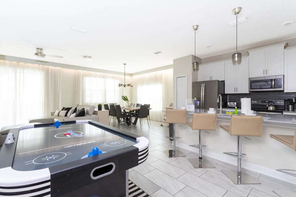 Open Concept with Air Hockey Game Table