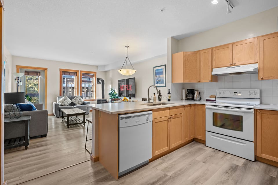 Living room and kitchen