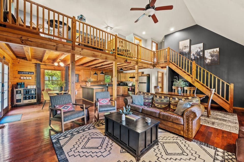 This is where rustic charm meets modern comfort! This open and inviting living space is the perfect spot to relax with family and friends.