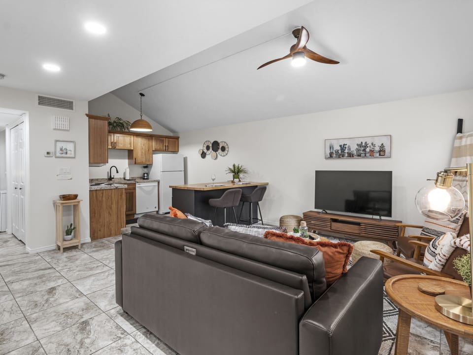Open and roomy, ceiling fan for additional comfort