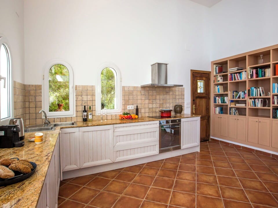 Flooring, Kitchen, Interior Design, Wall, Cabinetry, Countertop, Floor, Kitchen Appliance, Cupboard, Furniture