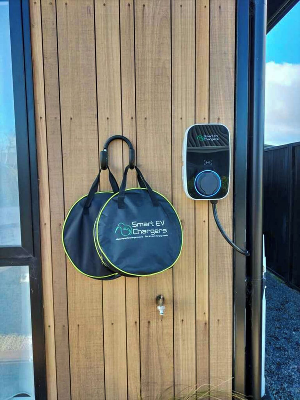 Wall-mounted EV Fast Charger with type 1 & 2 cables
