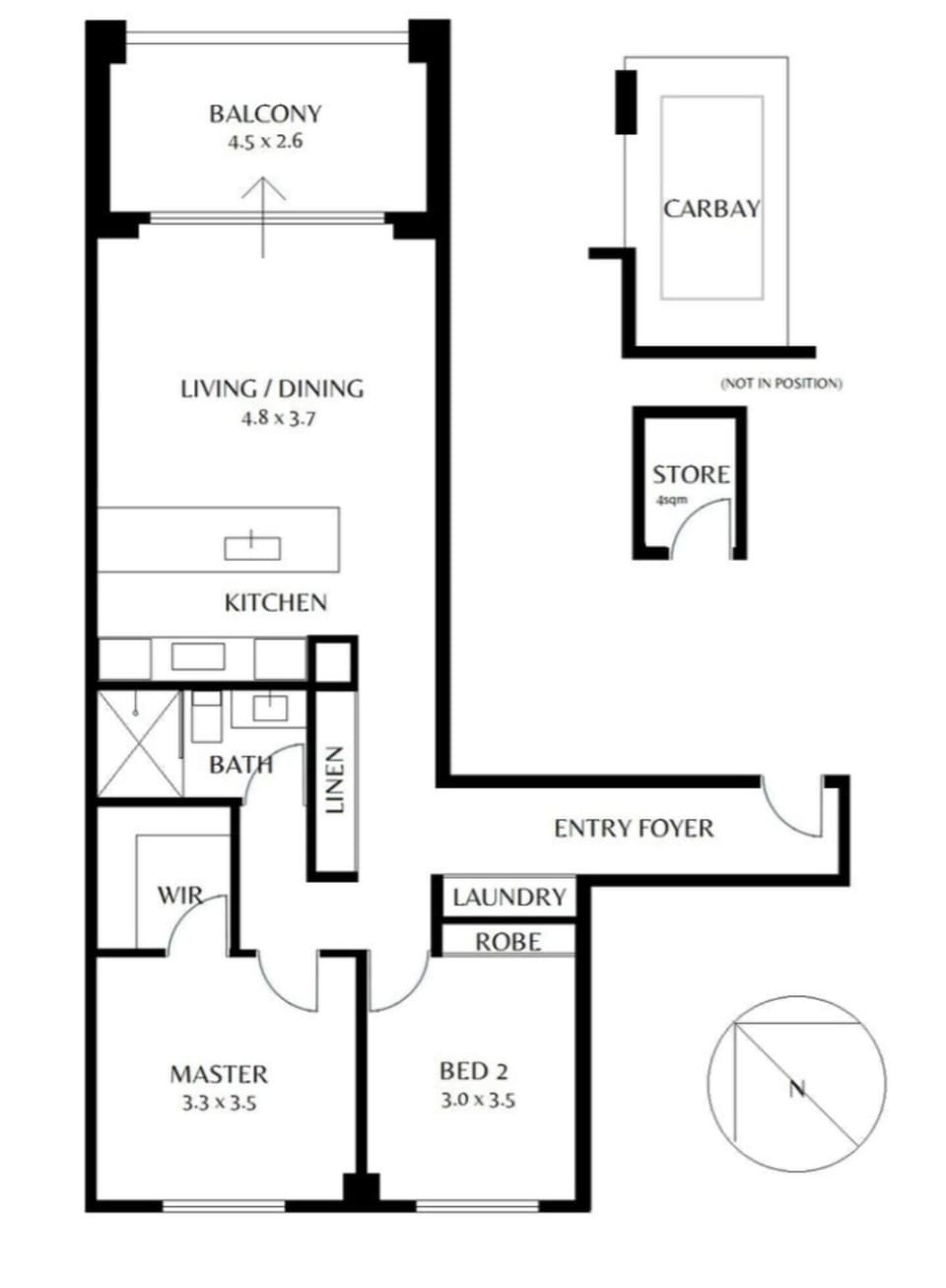 Floorplan ( NO store room included ) 1 car bay undercover and secure 